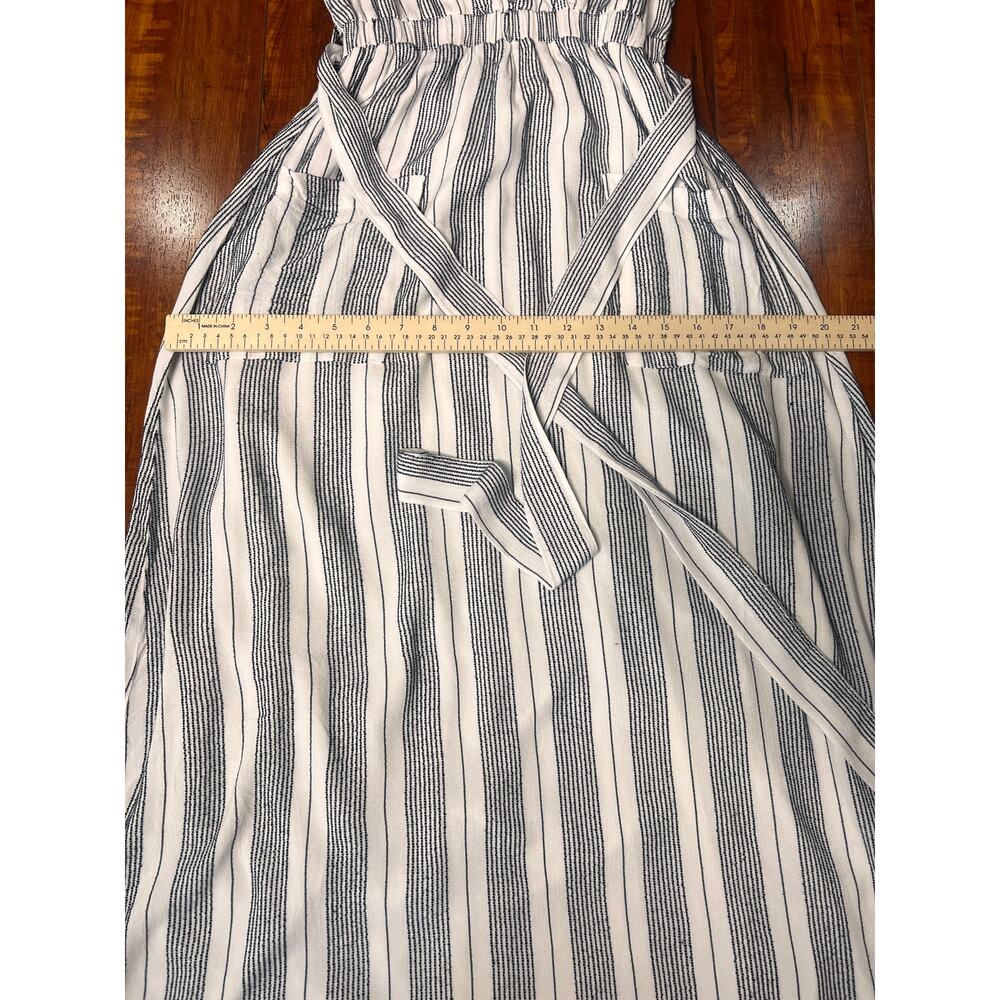 Harper Heritage XXS Blue White Striped Wrap Maxi Dress Belt Pockets - Picture 5 of 8